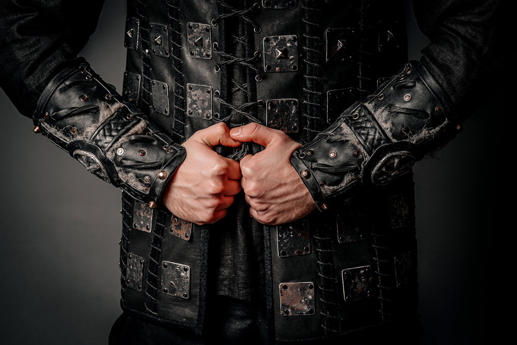 Medieval leather bracers for Larp