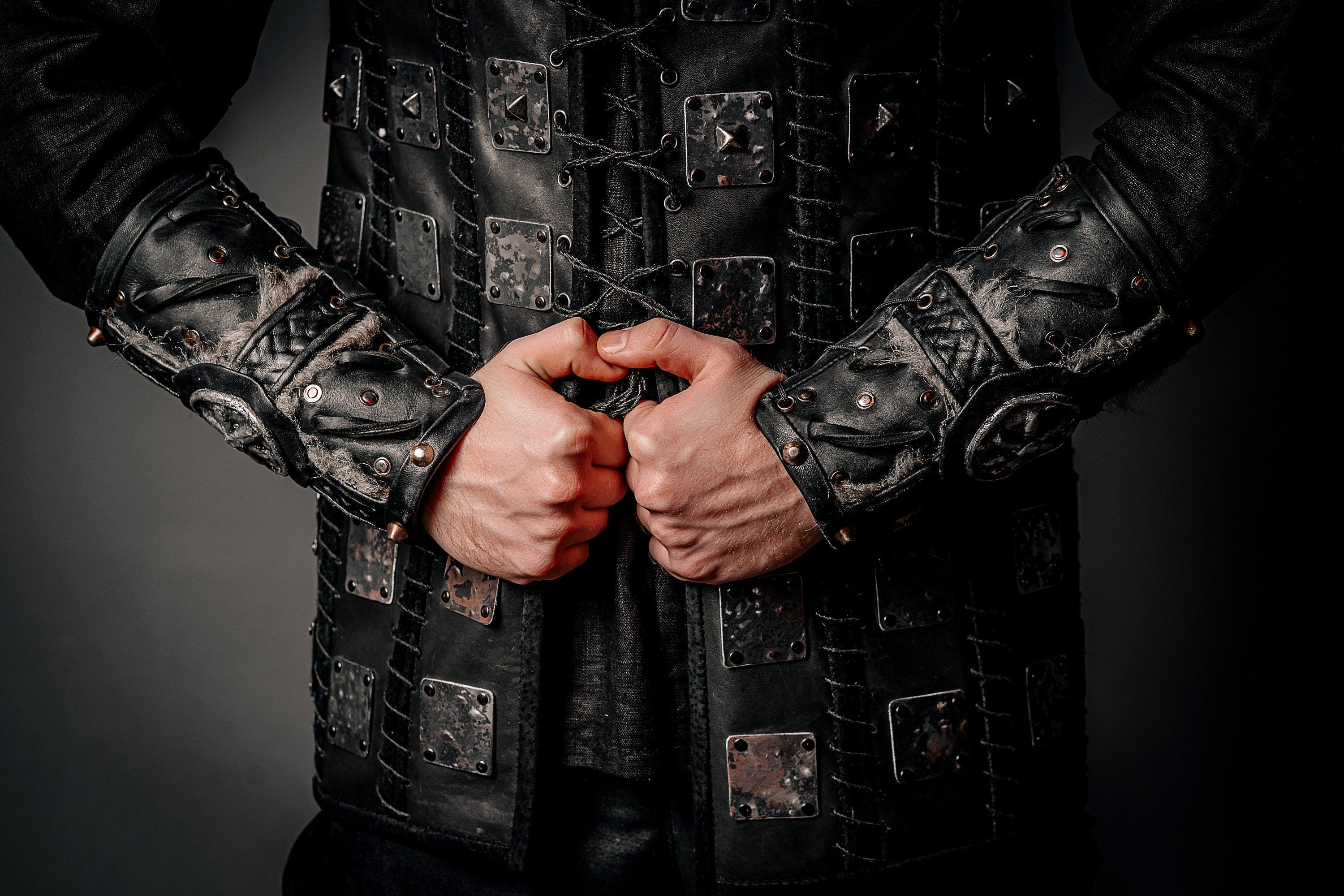 Medieval leather bracers for Larp