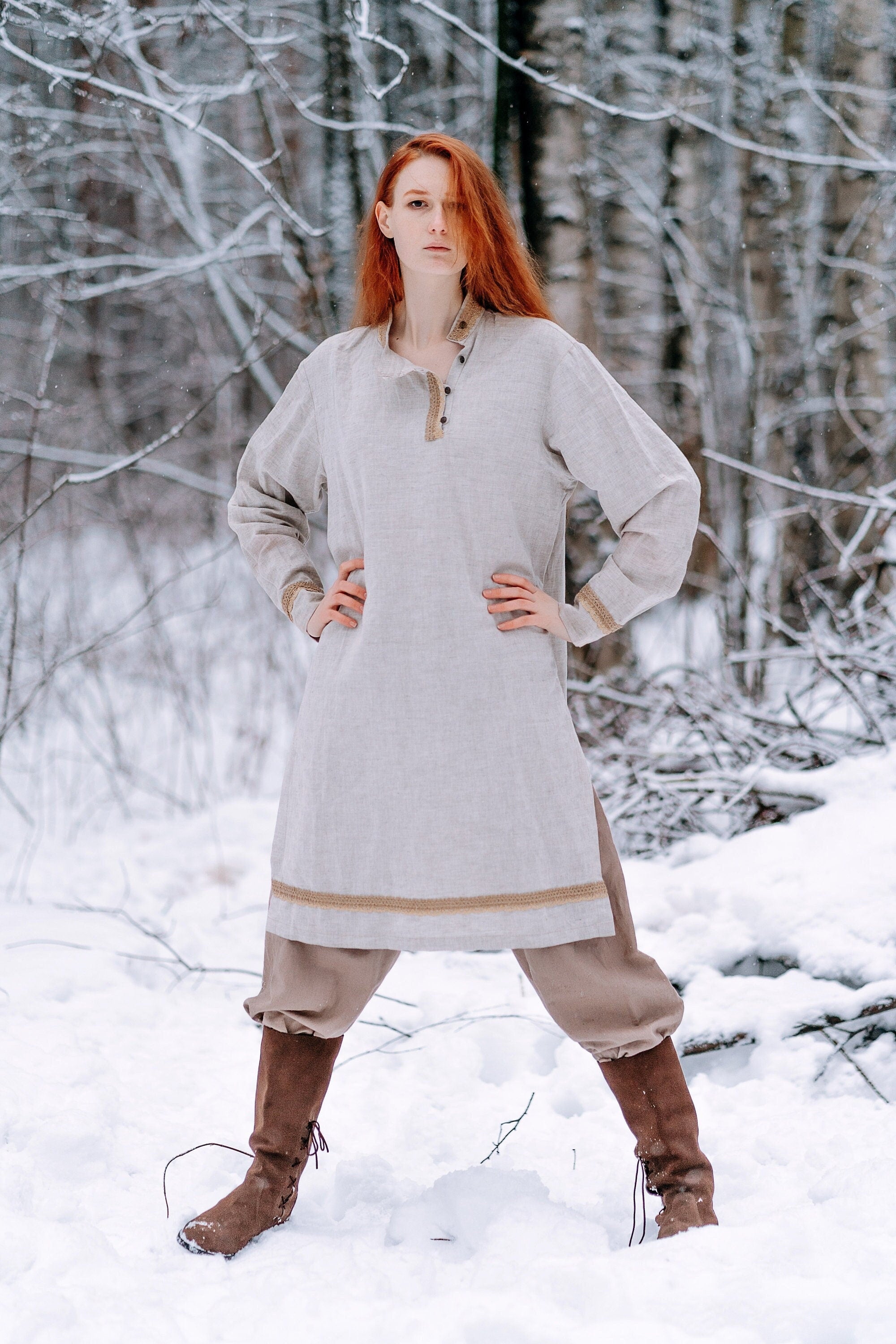 Medieval viking linen underdress "Olga"