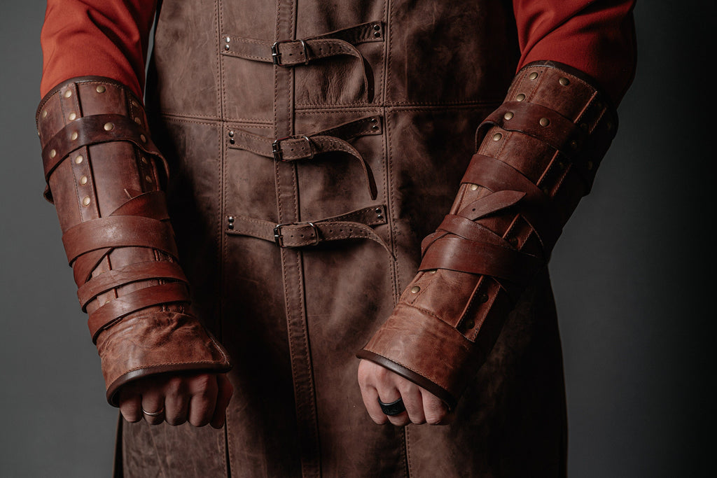 Medieval leather bracers for Larp
