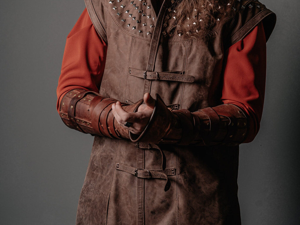 Medieval leather bracers for Larp