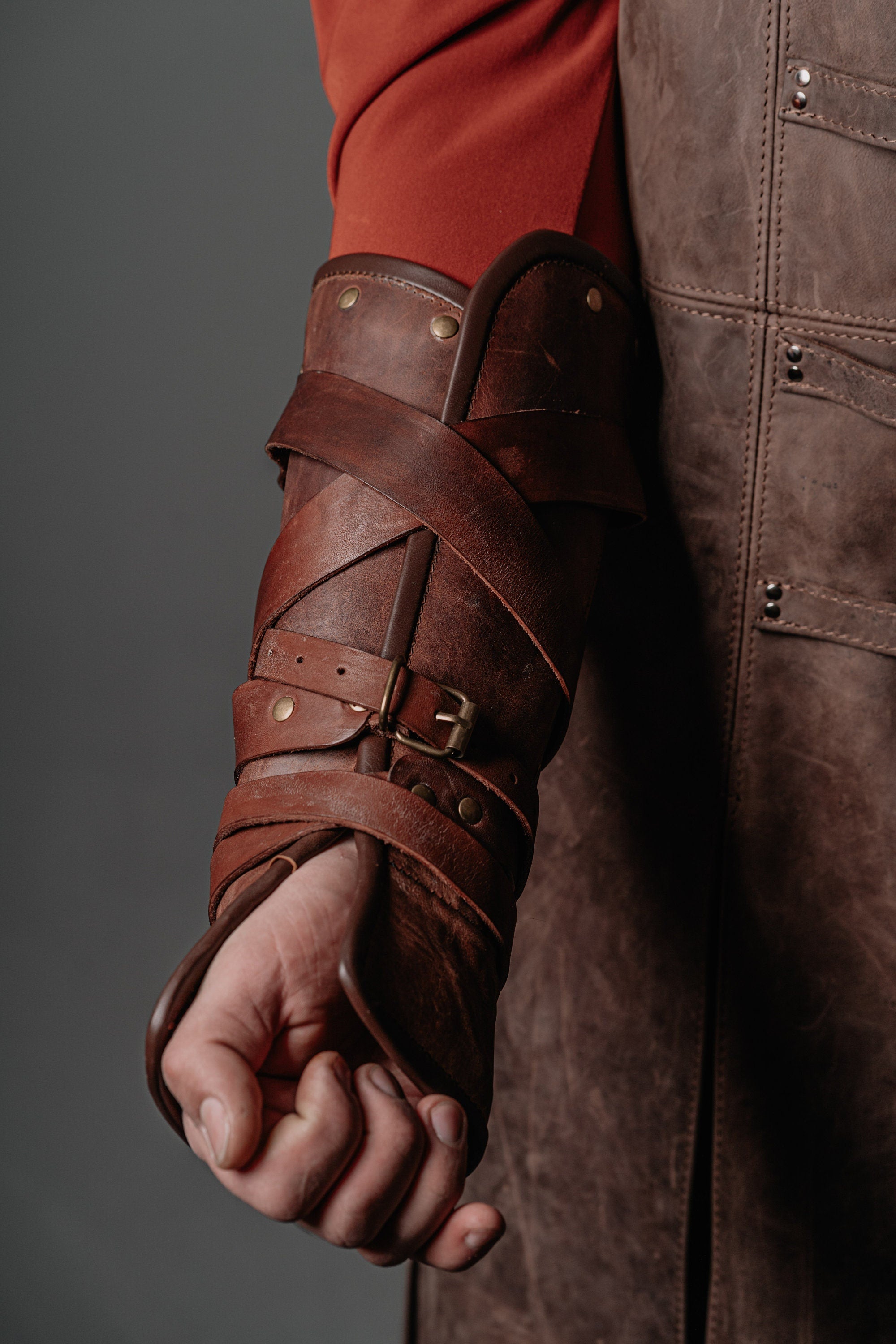 Medieval leather bracers for Larp