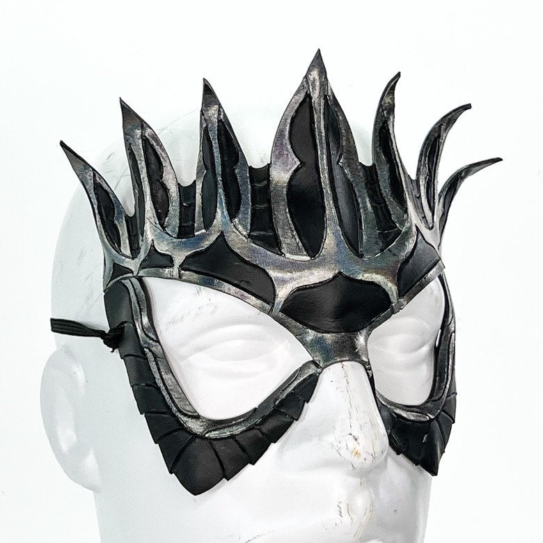 Masquerade Crown Mask of Handmade Genuine Leather in Metallics