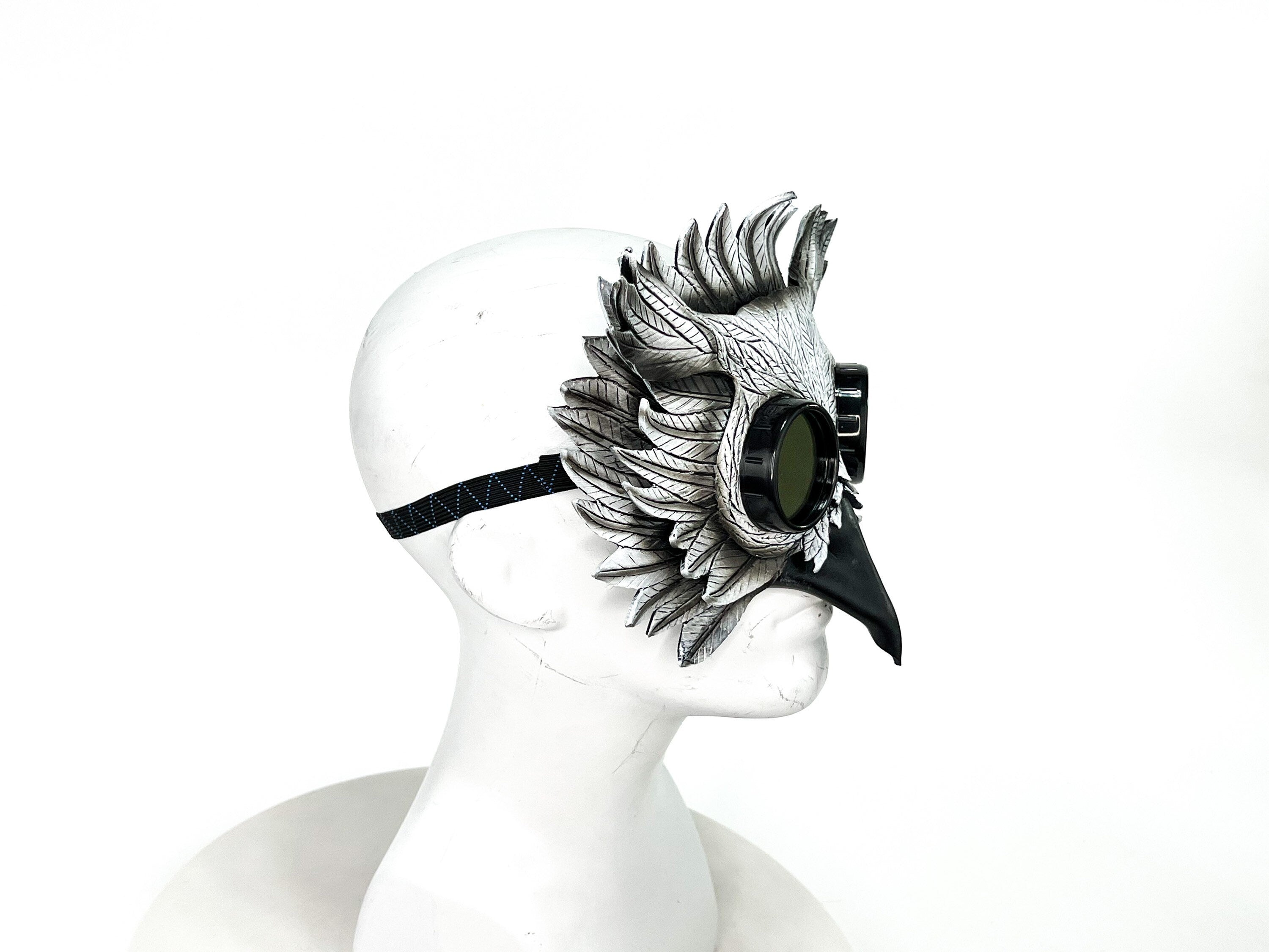 White Horned Owl Goggles Handmade Genuine Leather Mask