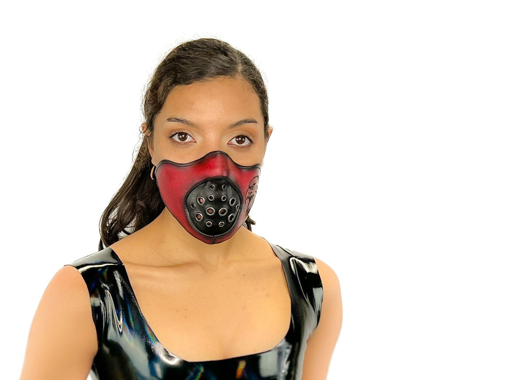 Fully Customizable and Personalizable Two Point Handcrafted Genuine Leather Mouth Riding Mask