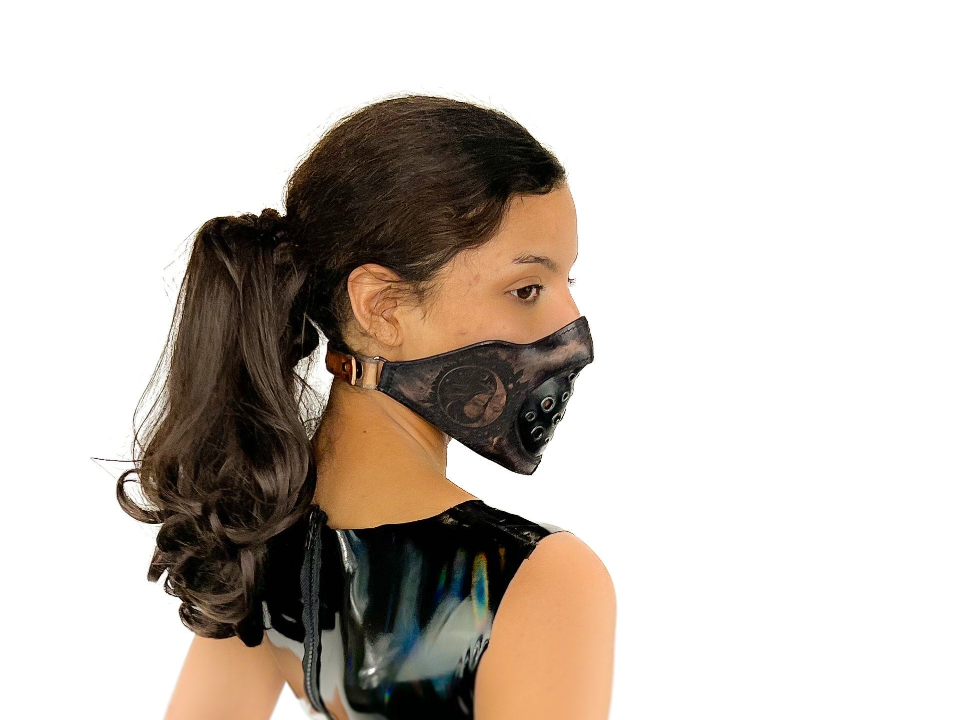 Fully Customizable and Personalizable Two Point Handcrafted Genuine Leather Mouth Riding Mask