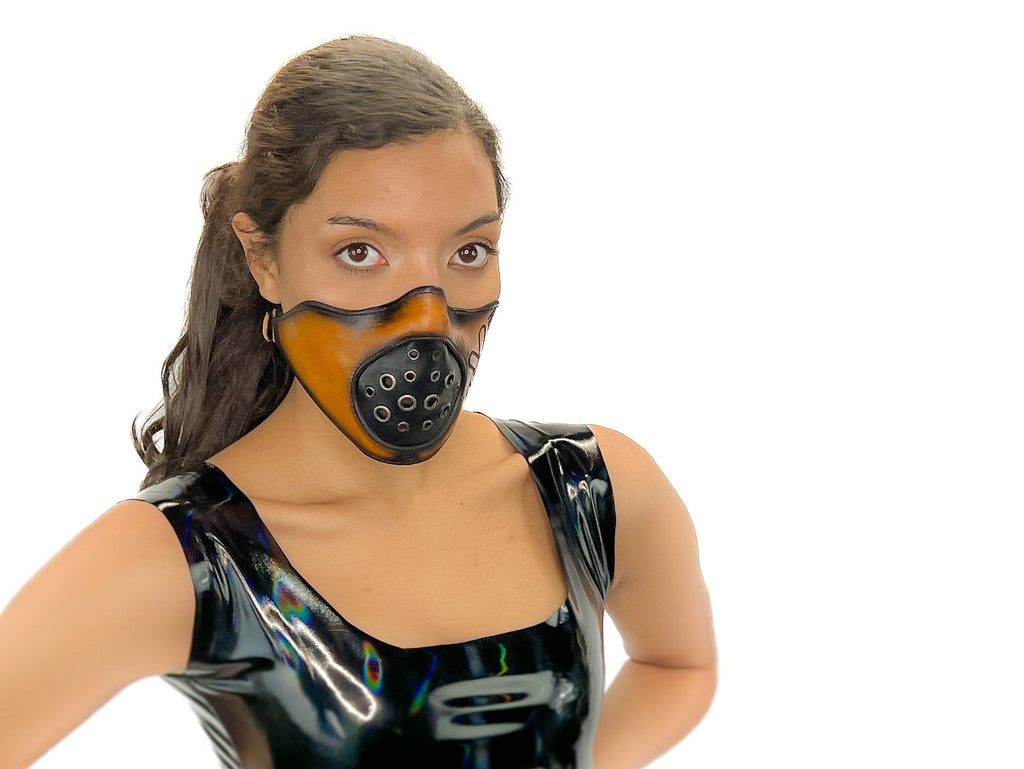 Fully Customizable and Personalizable Two Point Handcrafted Genuine Leather Mouth Riding Mask