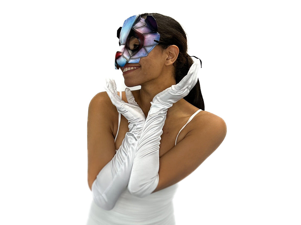 Geometric Watercolor Style Panda Bear Leather Mask