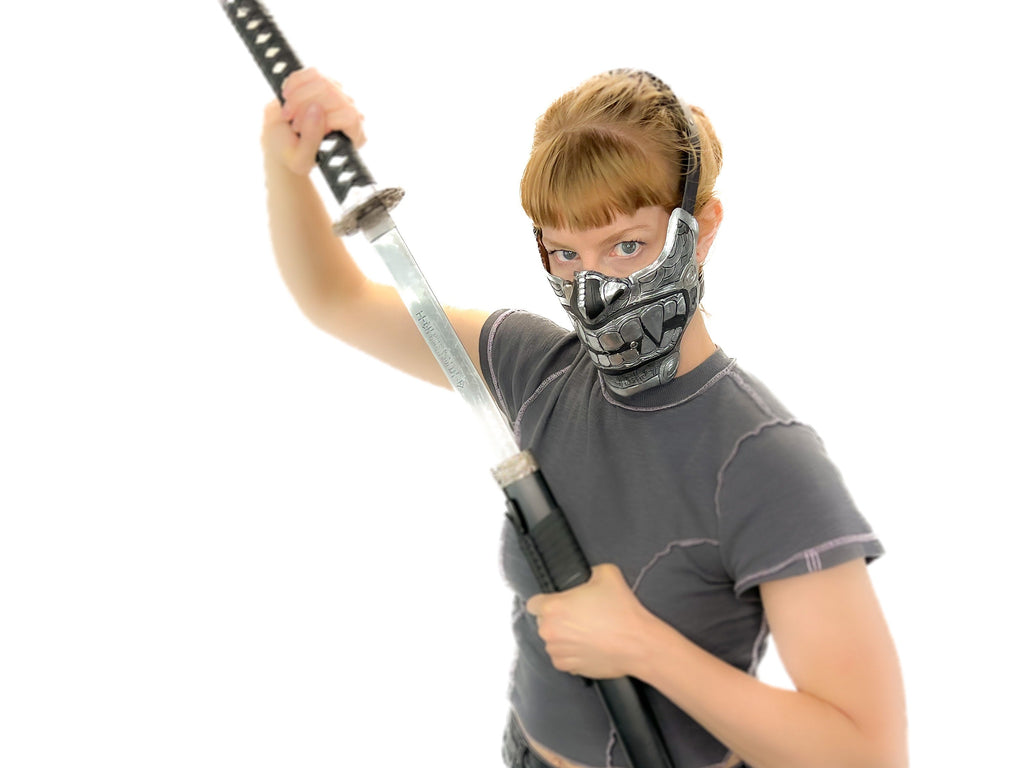 Silver Samurai Handmade Genuine Leather Riding Mask