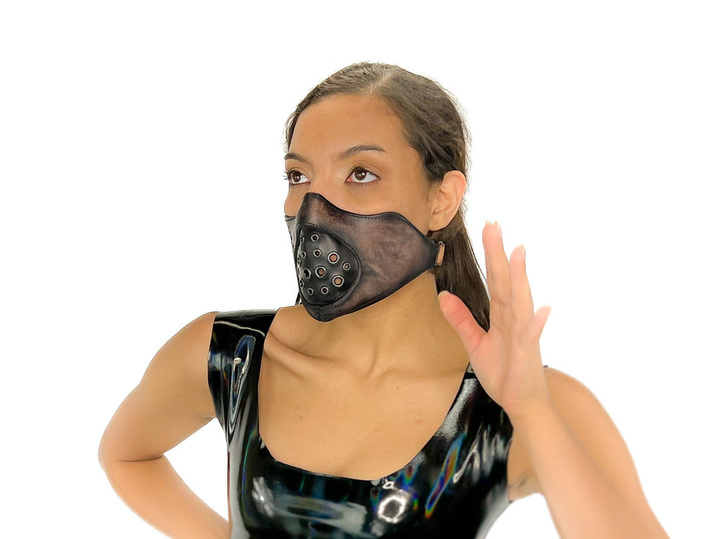 Fully Customizable and Personalizable Two Point Handcrafted Genuine Leather Mouth Riding Mask