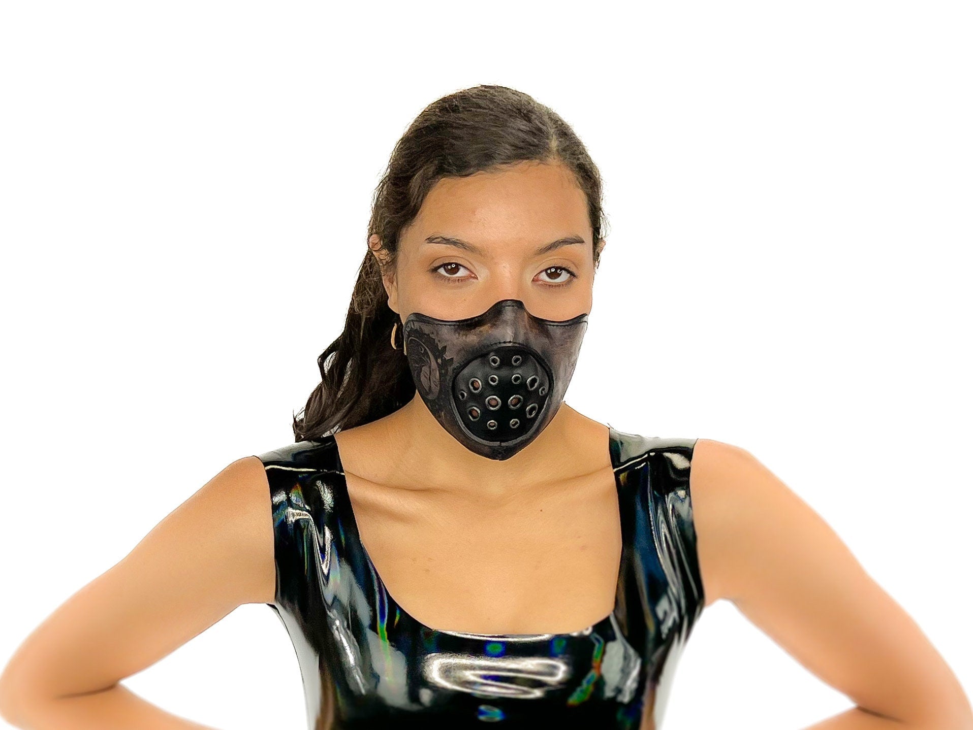 Fully Customizable and Personalizable Two Point Handcrafted Genuine Leather Mouth Riding Mask