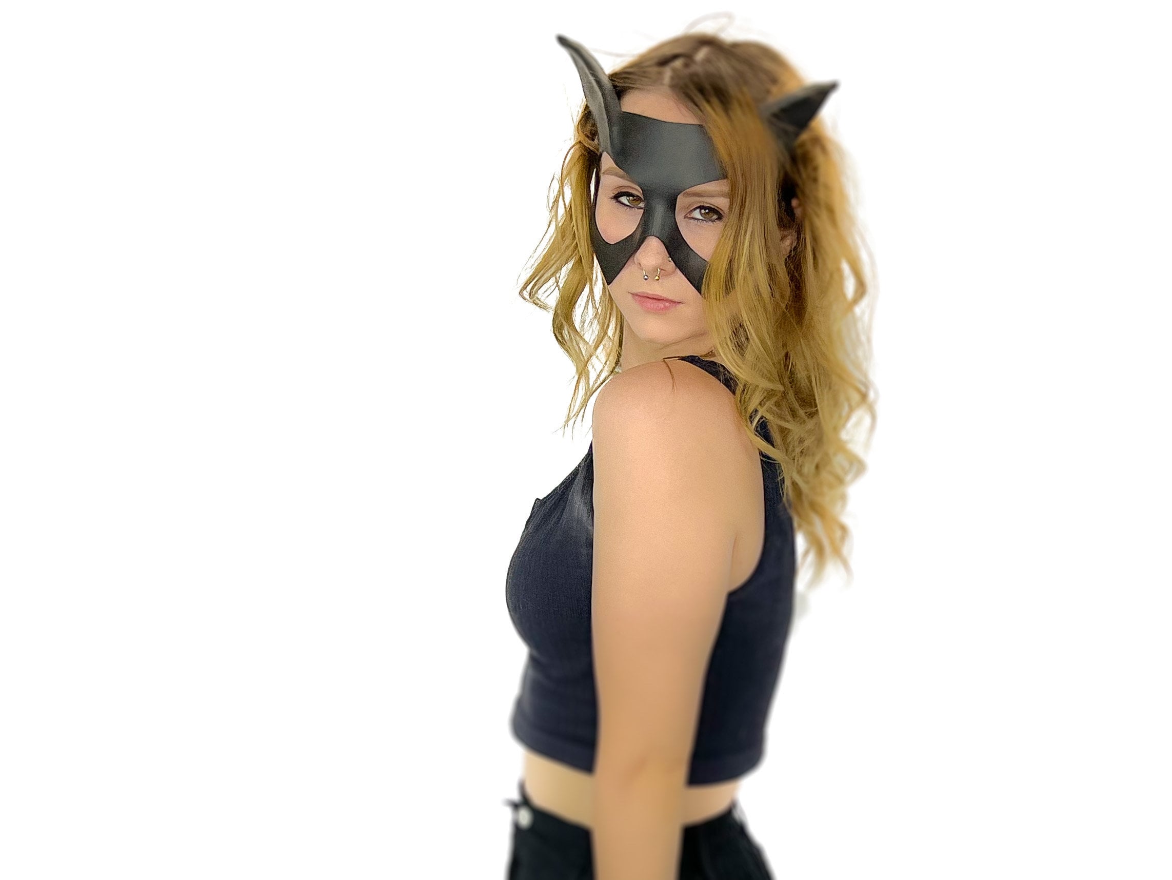 Handmade Genuine Leather Cat Mask