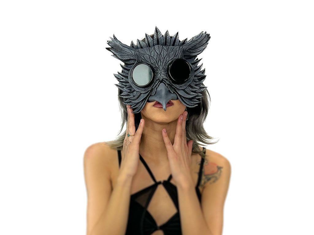 Black Raven Goggles Handmade Genuine Leather Mask