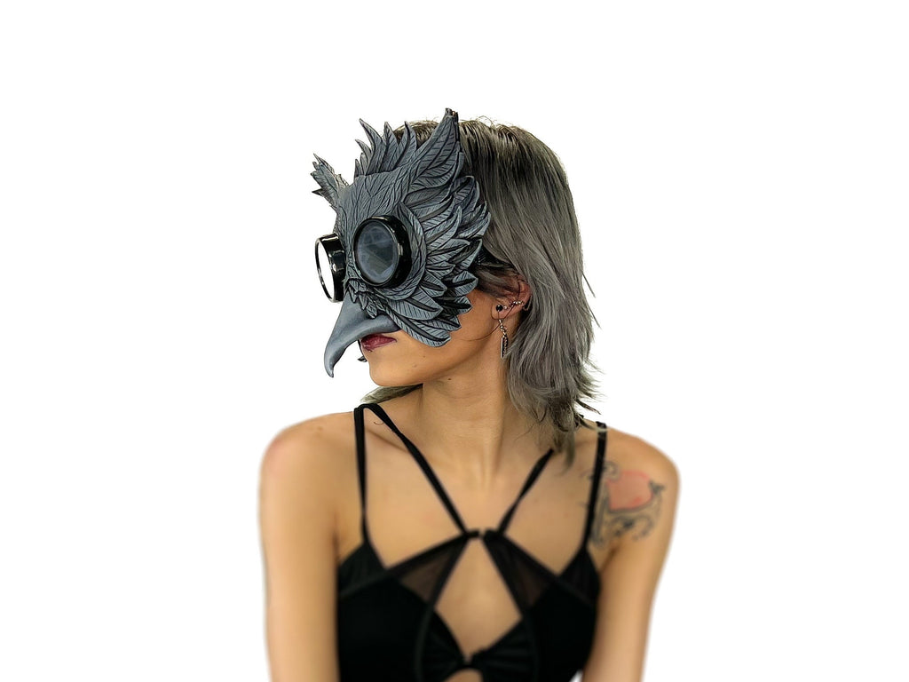 Black Raven Goggles Handmade Genuine Leather Mask