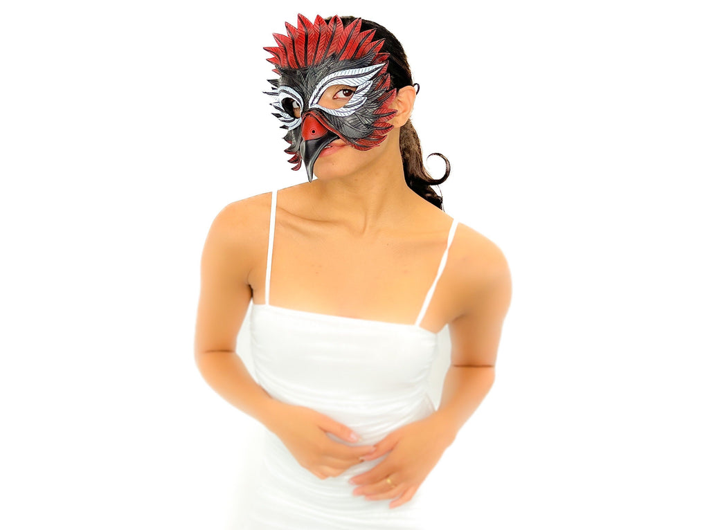 Red Raven  Handmade Genuine Leather Mask