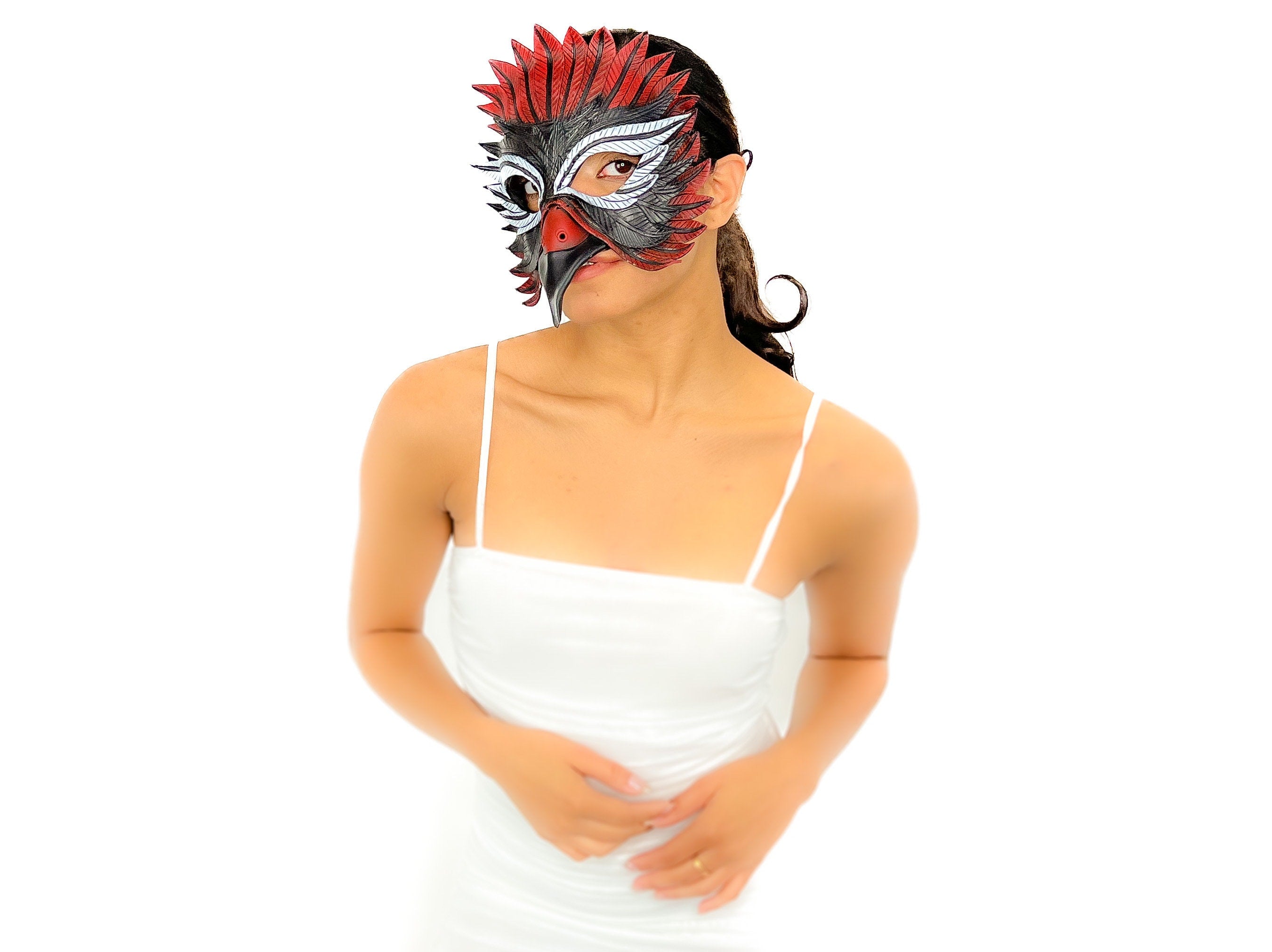 Red Raven  Handmade Genuine Leather Mask