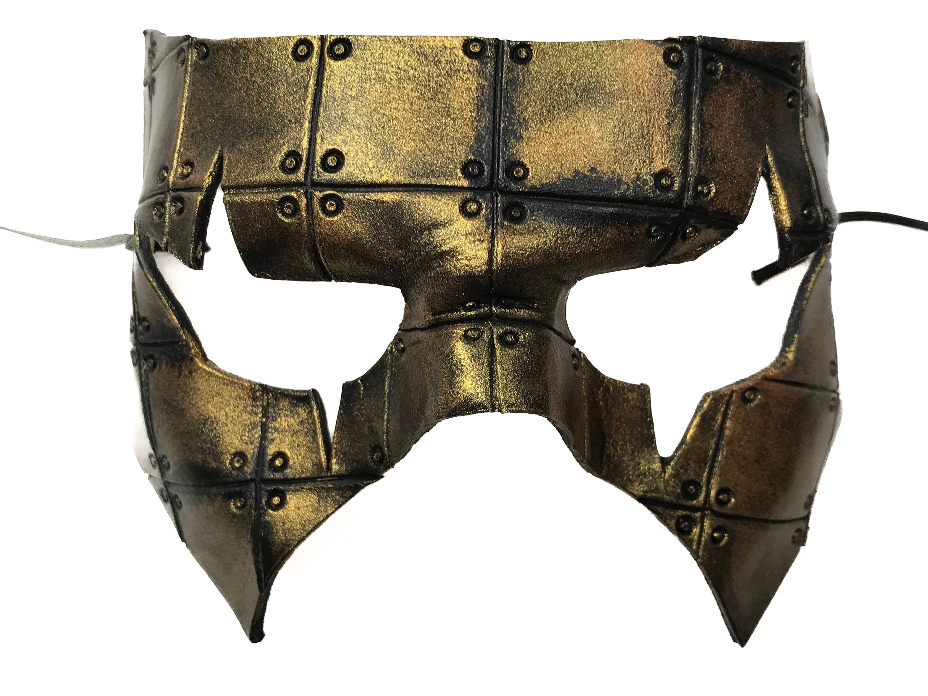 Handmade Genuine Leather Mask in Black and Gold