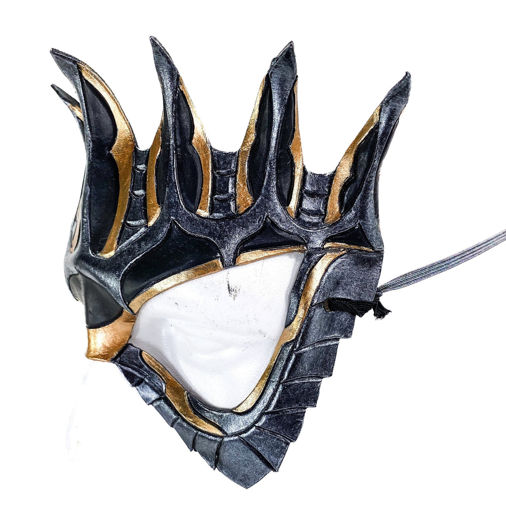 Masquerade Crown Mask of Handmade Genuine Leather in Metallics