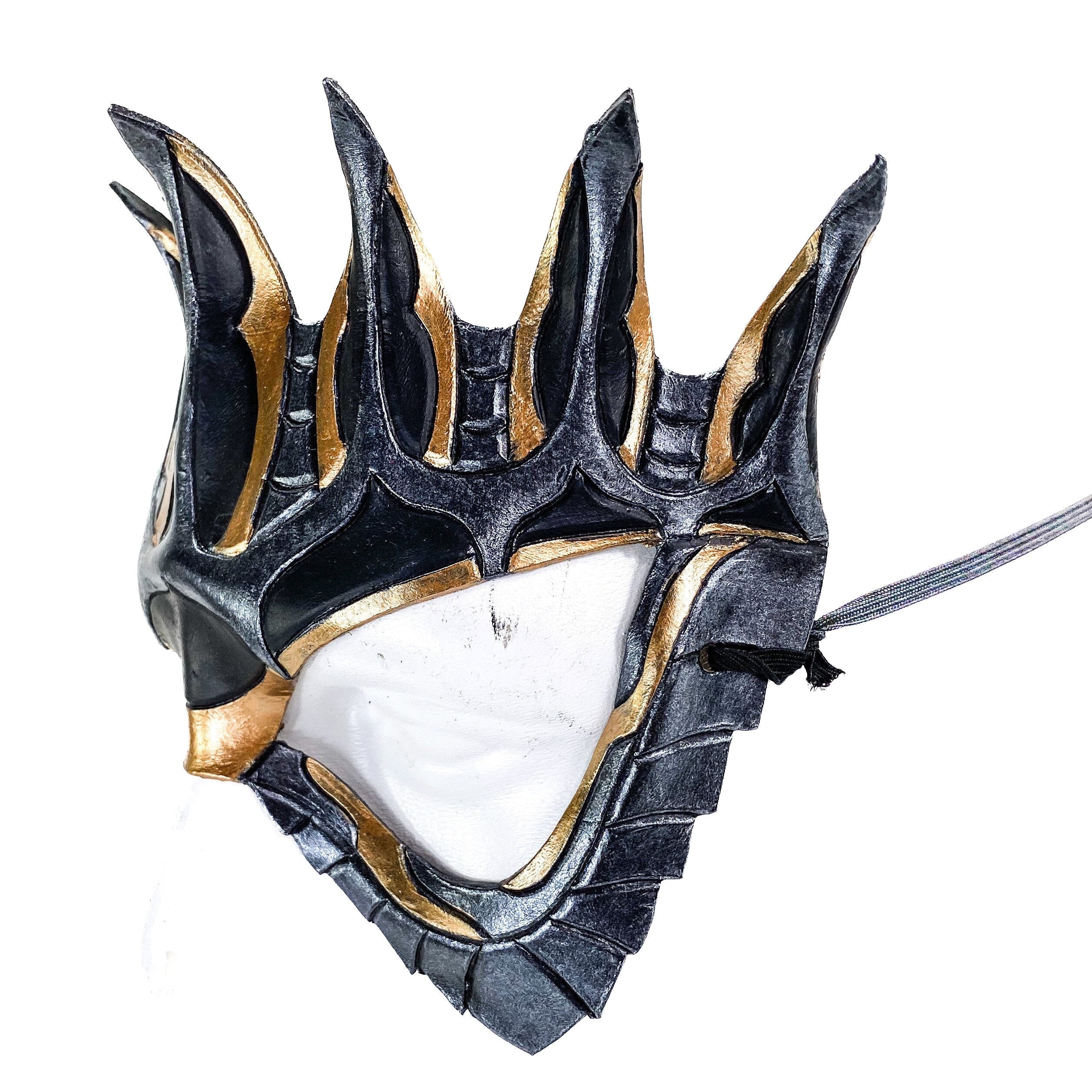 Masquerade Crown Mask of Handmade Genuine Leather in Metallics