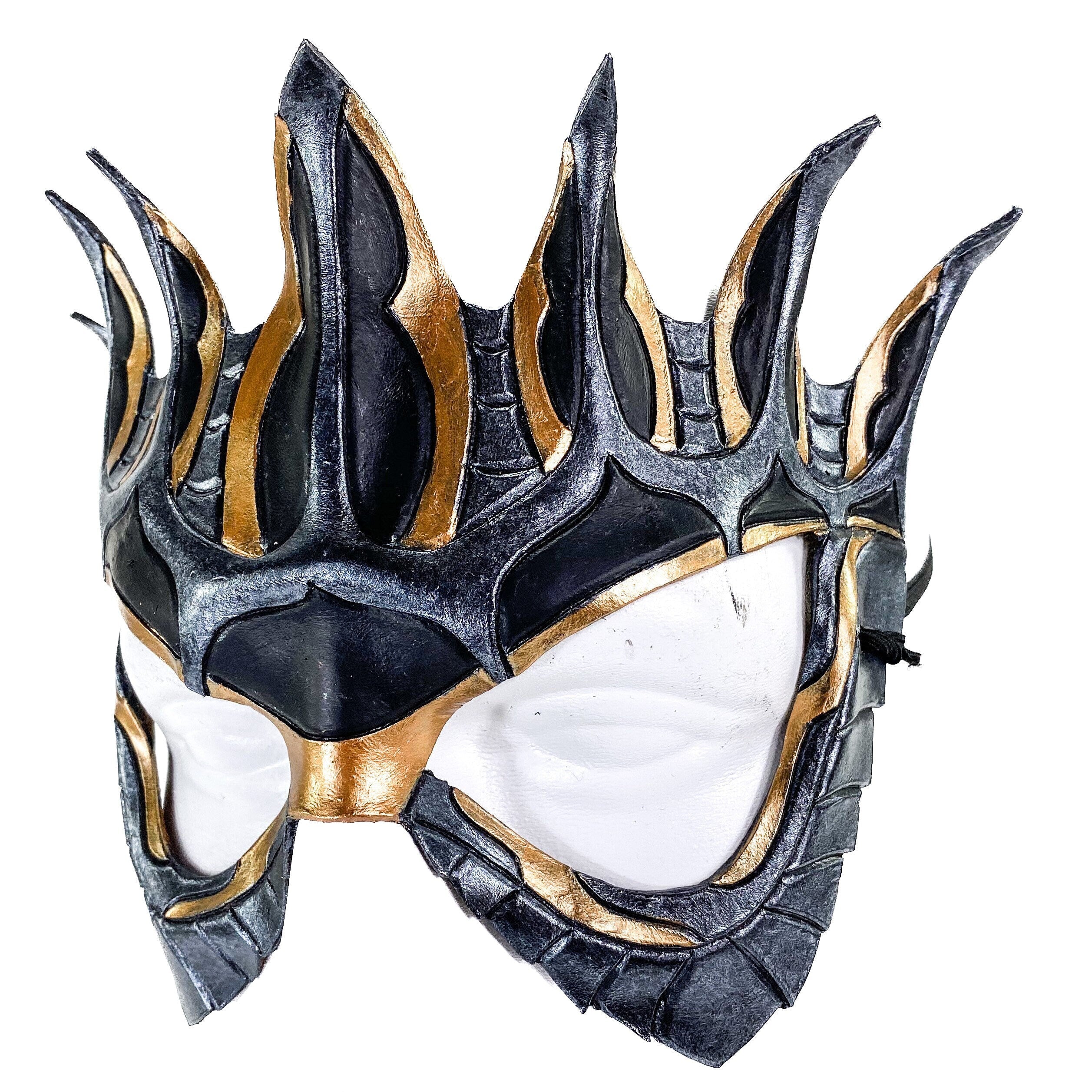 Masquerade Crown Mask of Handmade Genuine Leather in Metallics