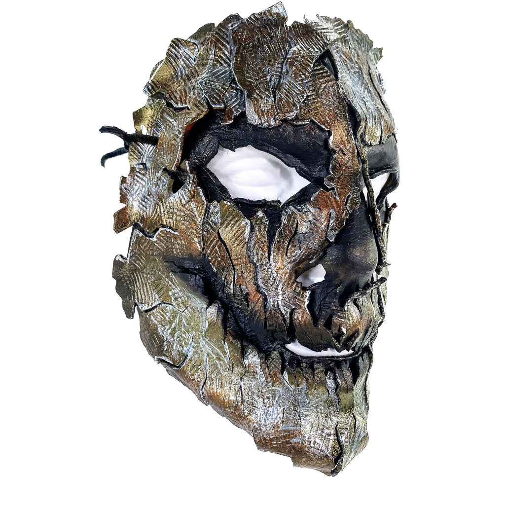 Genuine Leather Mask - Shattered Metal Paint - Handmade Full Face Cover for Halloween, Performance or Cosplay Costume