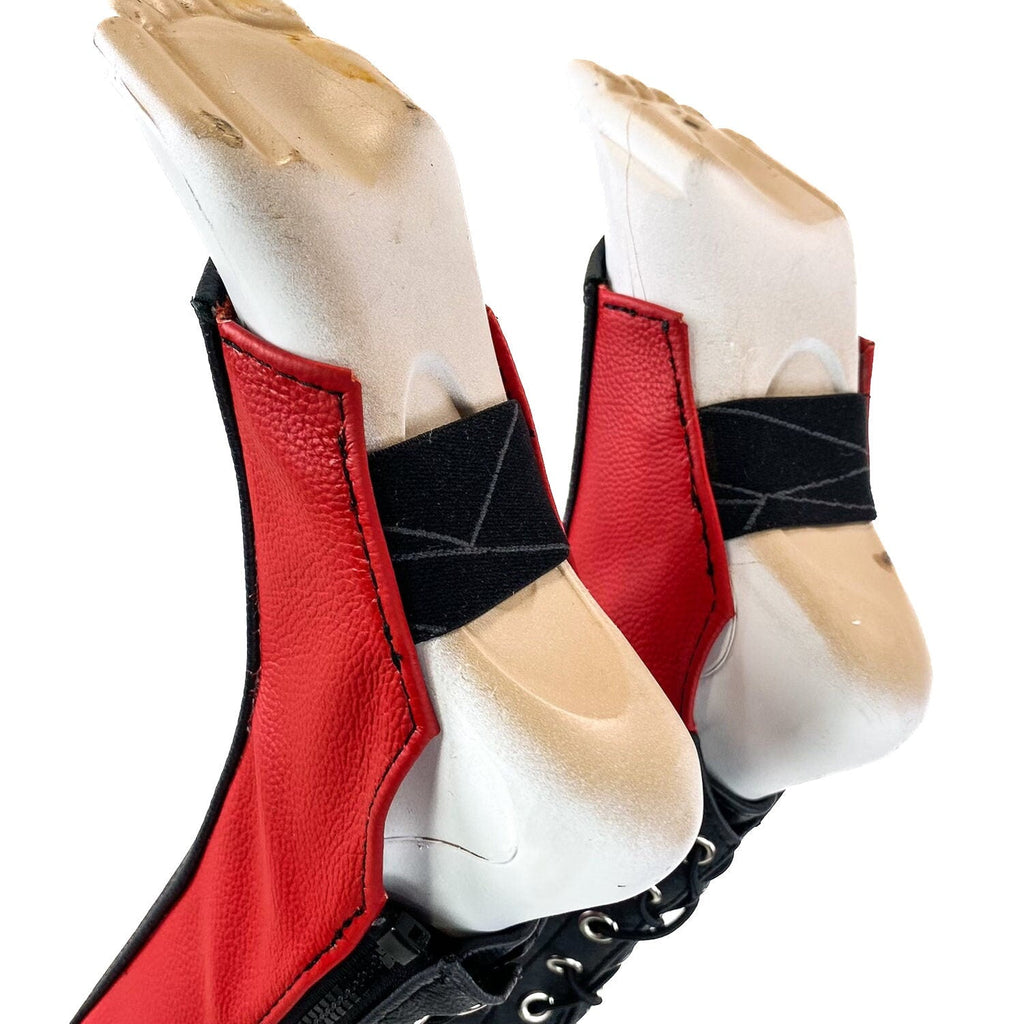 Genuine All Leather Kick Guards - Trapeze Boots - Zipper and Lace Closure - Aerial Boots/Gaiters - for Acrobatics, Costume, Wrestling