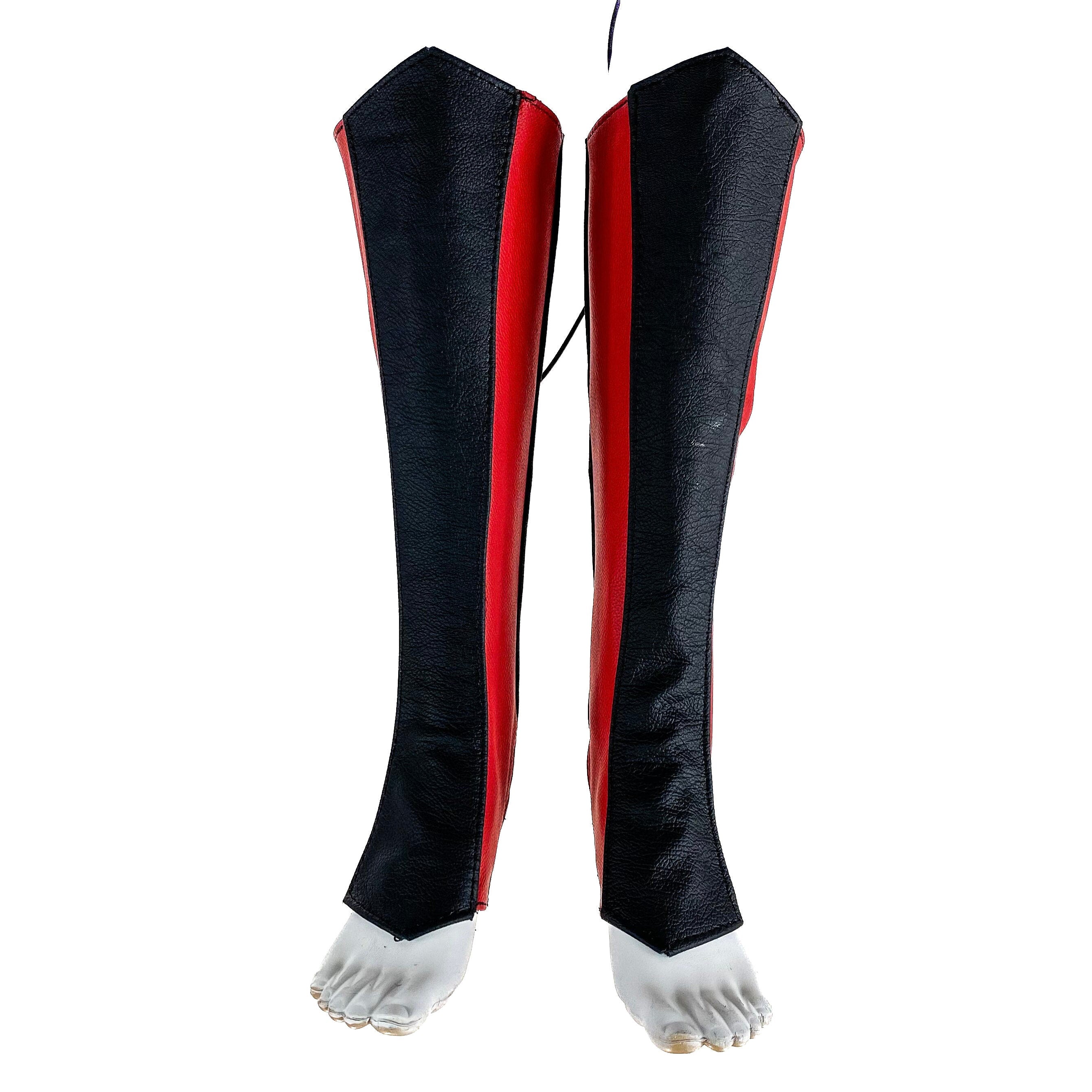 Genuine All Leather Kick Guards - Trapeze Boots - Zipper and Lace Closure - Aerial Boots/Gaiters - for Acrobatics, Costume, Wrestling