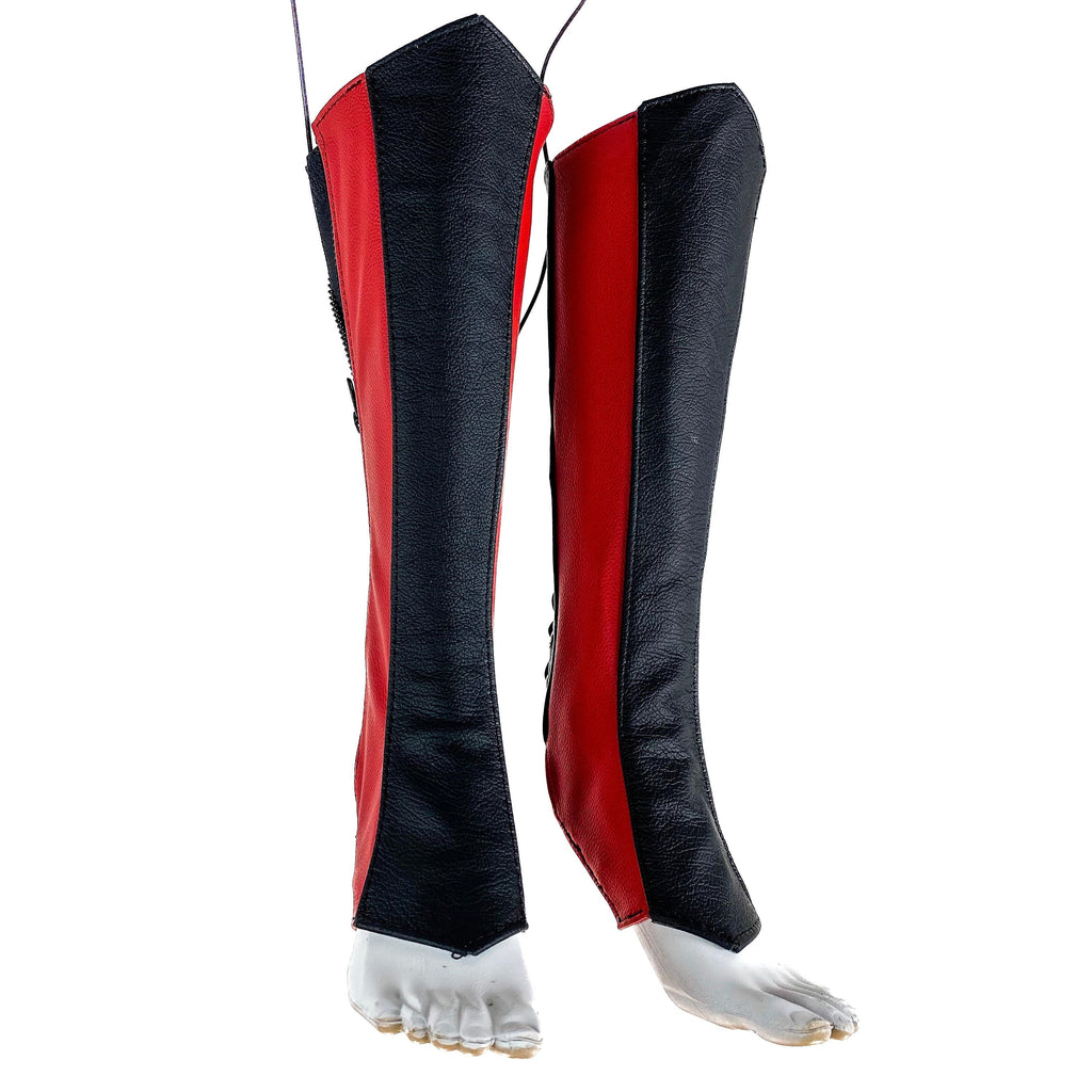 Genuine All Leather Kick Guards - Trapeze Boots - Zipper and Lace Closure - Aerial Boots/Gaiters - for Acrobatics, Costume, Wrestling
