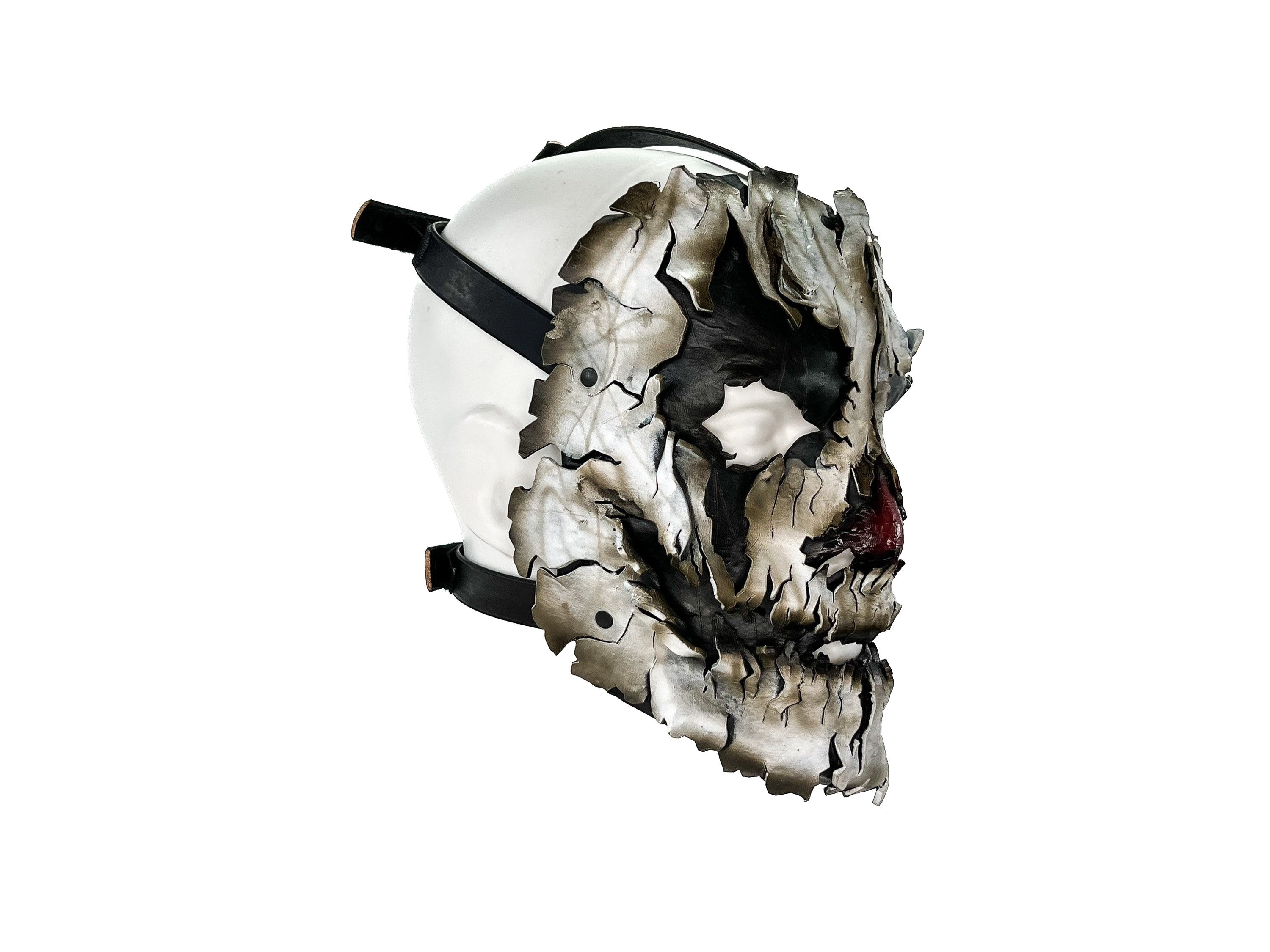 Genuine Leather Mask - Shattered Clown - Handmade Full Face Cover for Halloween, Performance or Cosplay Costume
