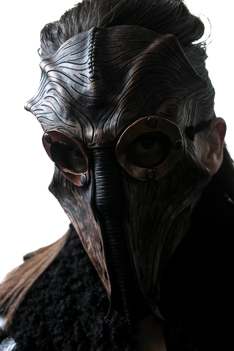 Steampunk Inspired Handmade Genuine Leather Mask in Brown