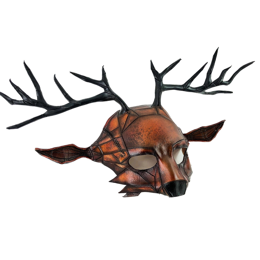 Geometric Buck Deer Genuine Leather Mask
