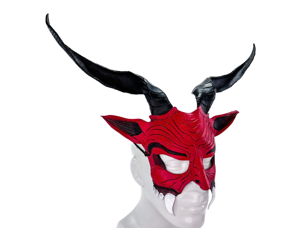 Krampus Handmade Genuine Leather Mask for Masquerade Cosplay or Halloween Costumes