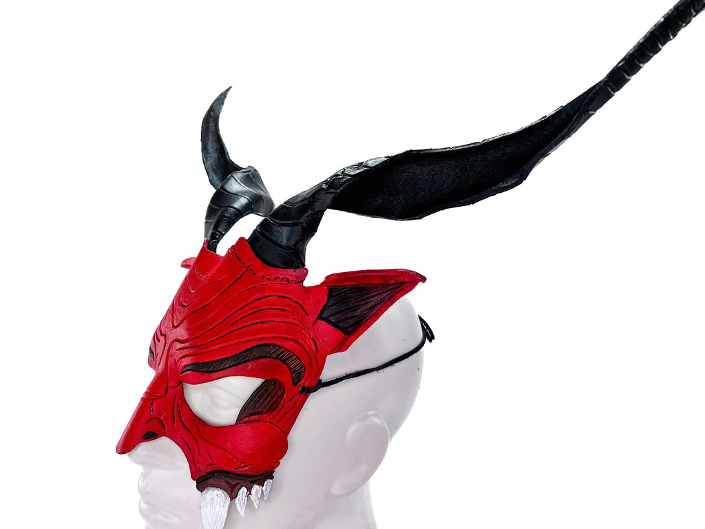 Krampus Handmade Genuine Leather Mask for Masquerade Cosplay or Halloween Costumes