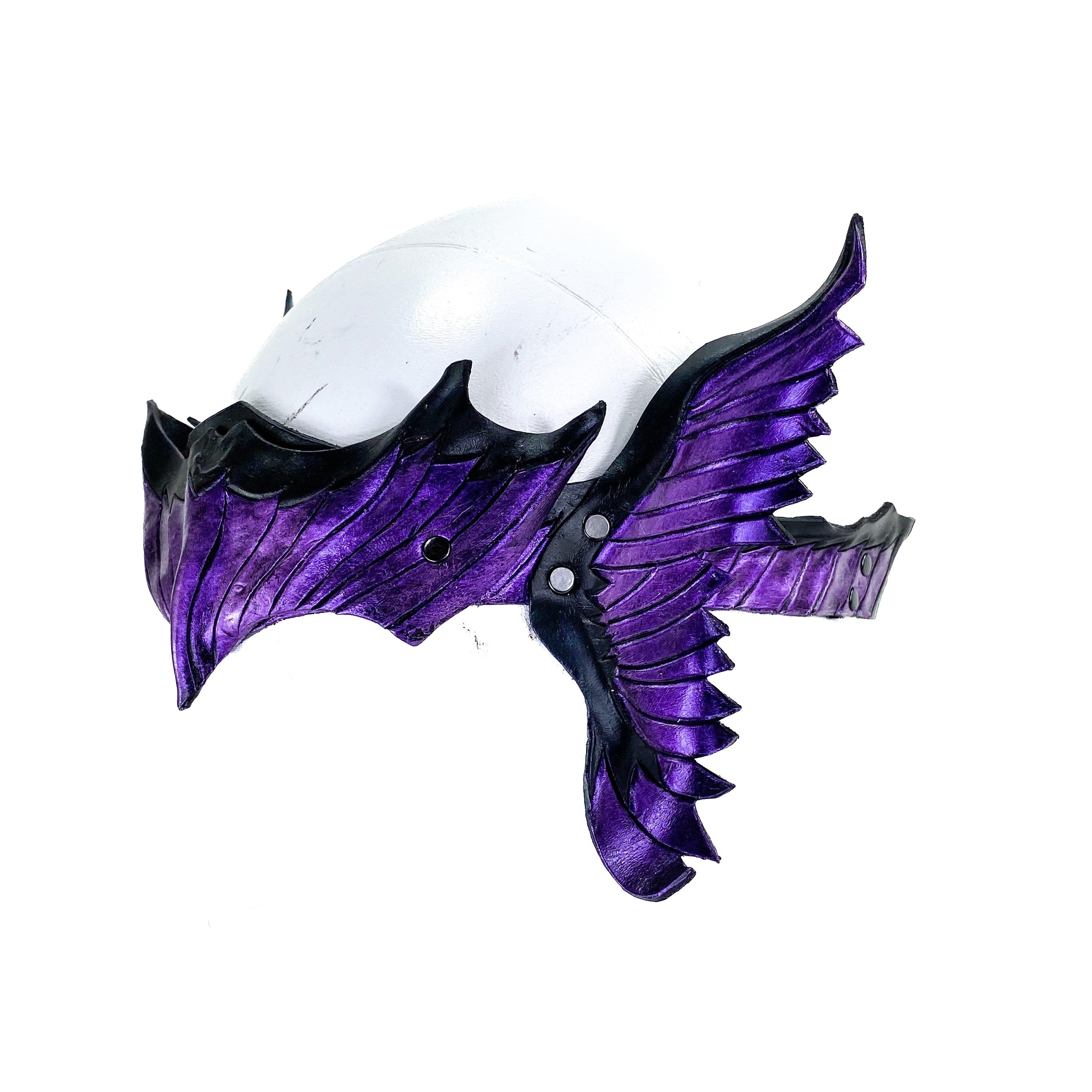 Masquerade Crown of Handmade Genuine Leather in  Purple and Black