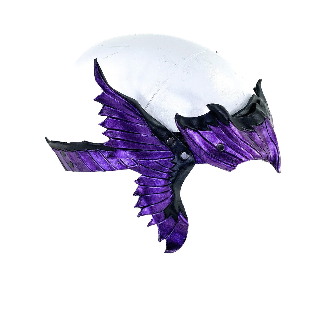 Masquerade Crown of Handmade Genuine Leather in  Purple and Black