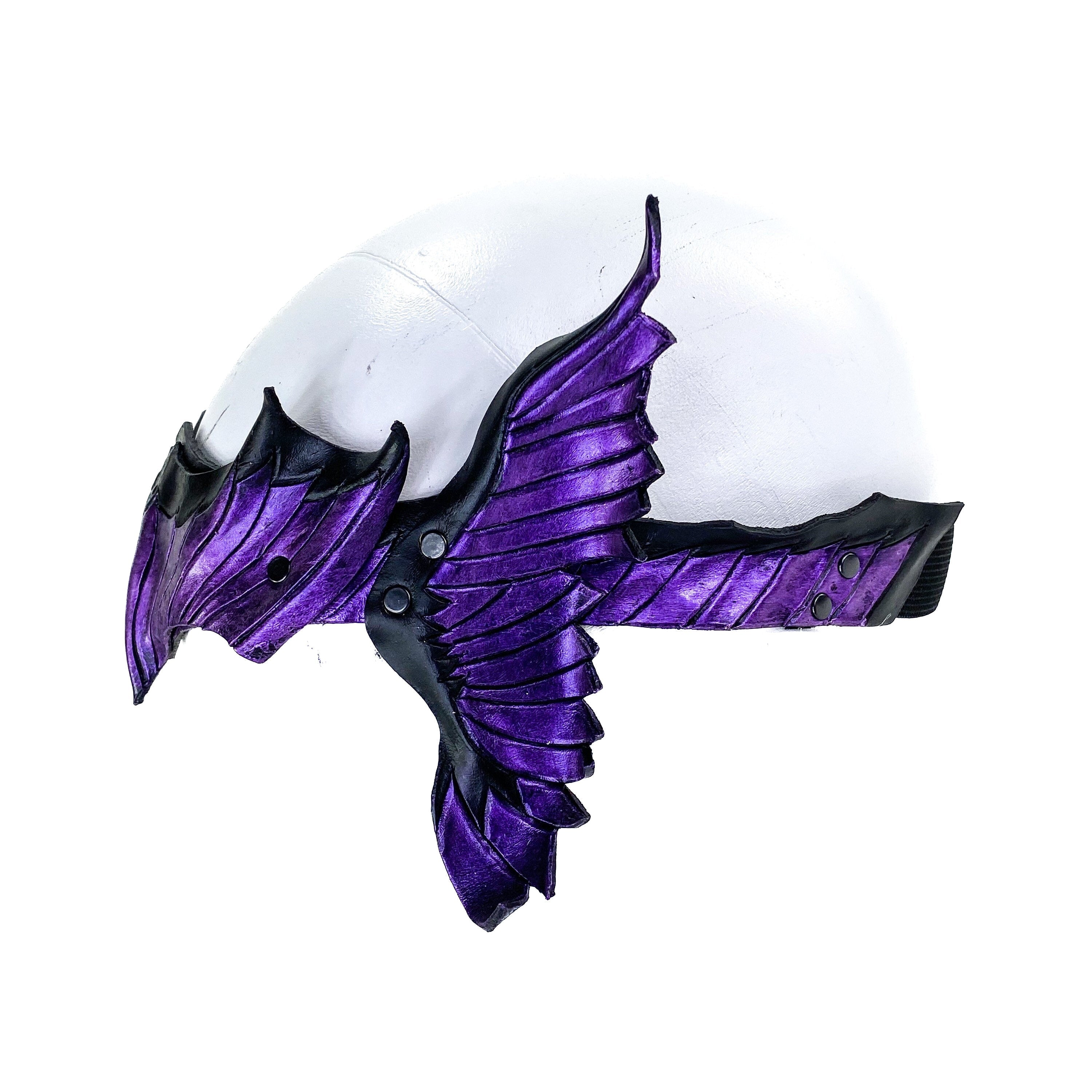 Masquerade Crown of Handmade Genuine Leather in  Purple and Black