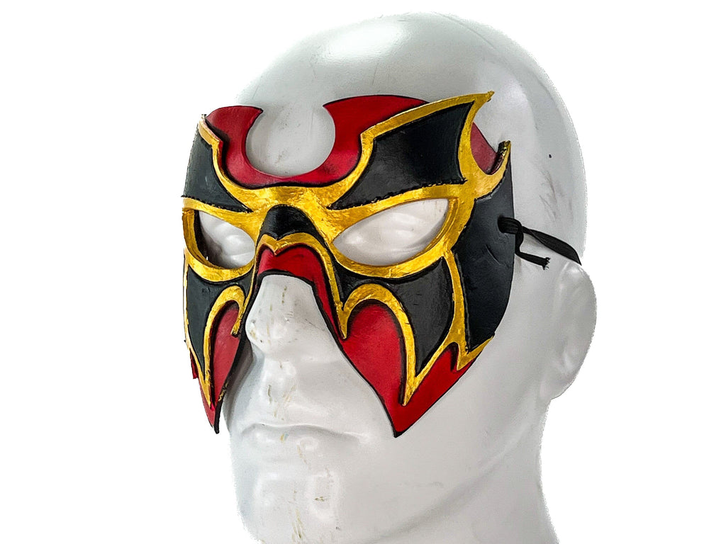 Super Hero Wrestling Mask Handmade Genuine Leather Mask in Red and Gold