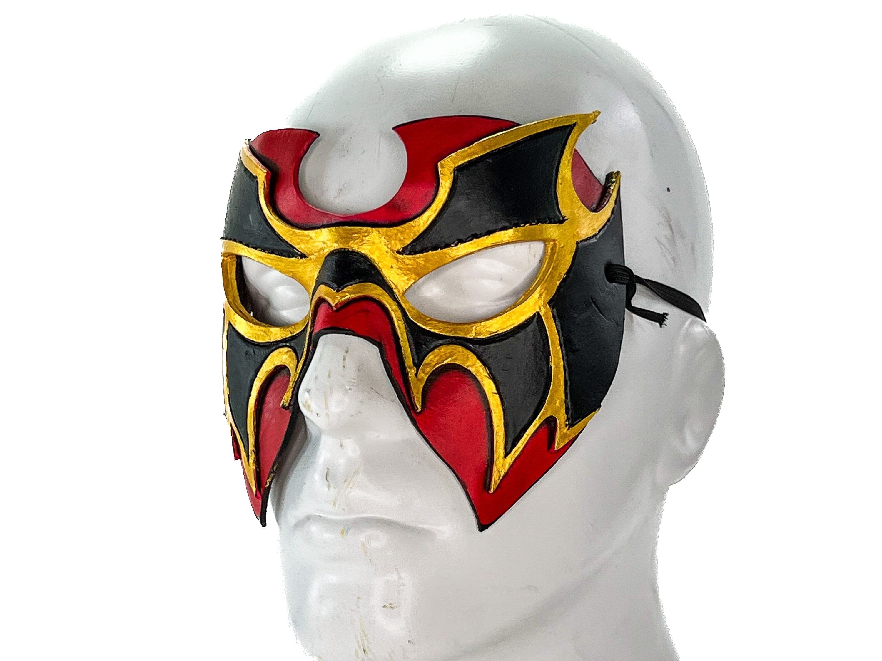 Super Hero Wrestling Mask Handmade Genuine Leather Mask in Red and Gold