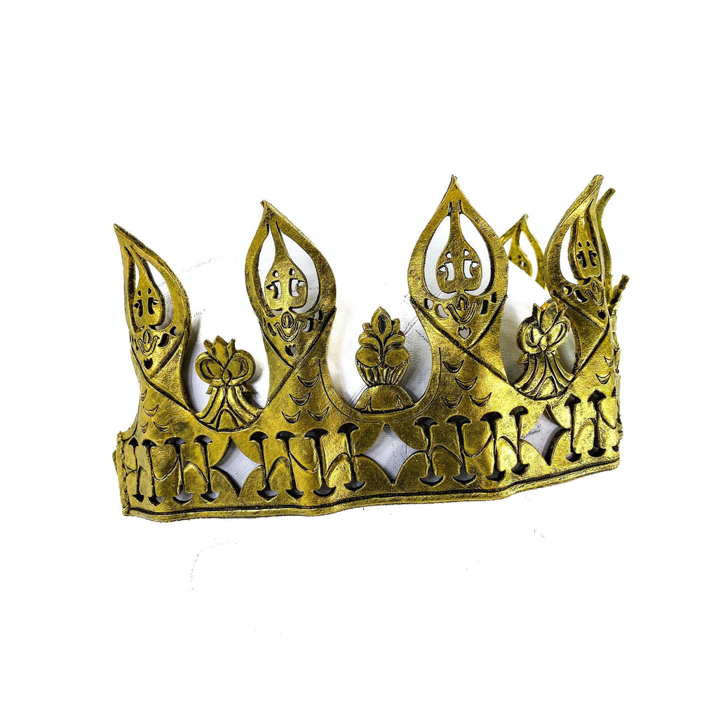 Masquerade Crown of Handmade Genuine Leather in  Gold