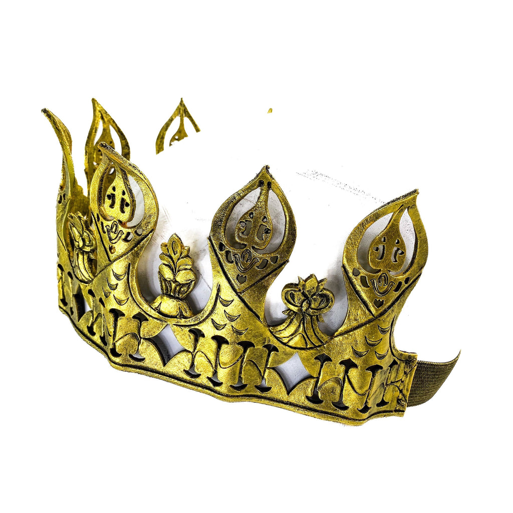 Masquerade Crown of Handmade Genuine Leather in  Gold