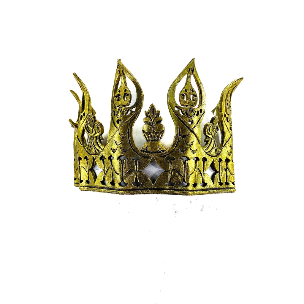 Masquerade Crown of Handmade Genuine Leather in  Gold