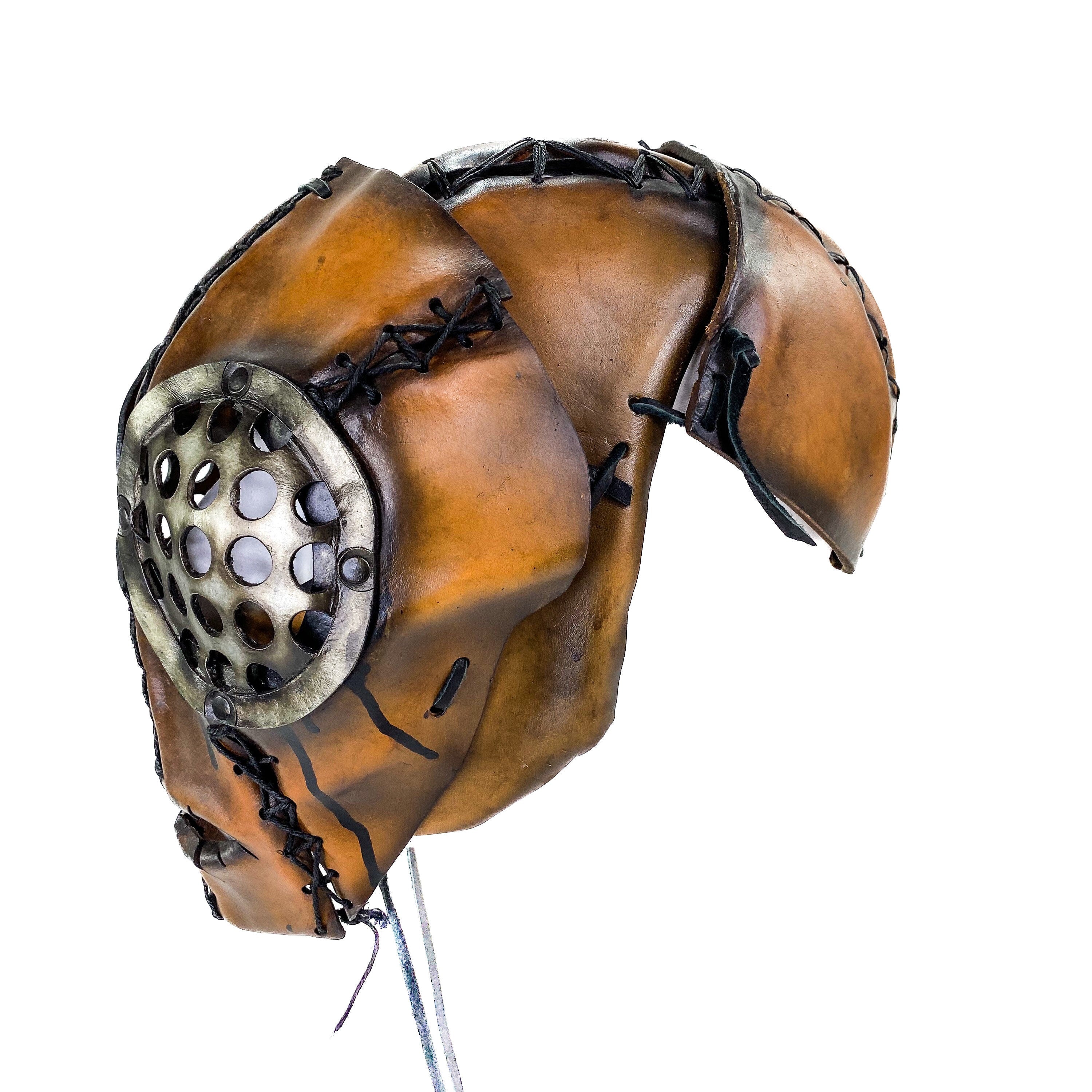 The Toy  - Handmade Leather Mask with Pull Ties