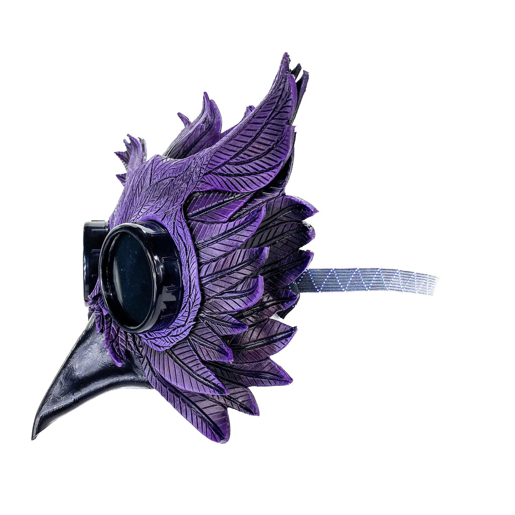 Purple Horned Owl Goggles Handmade Genuine Leather Mask