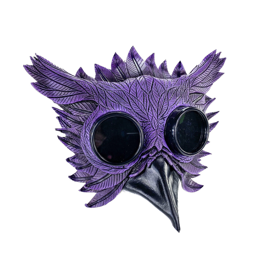 Purple Horned Owl Goggles Handmade Genuine Leather Mask