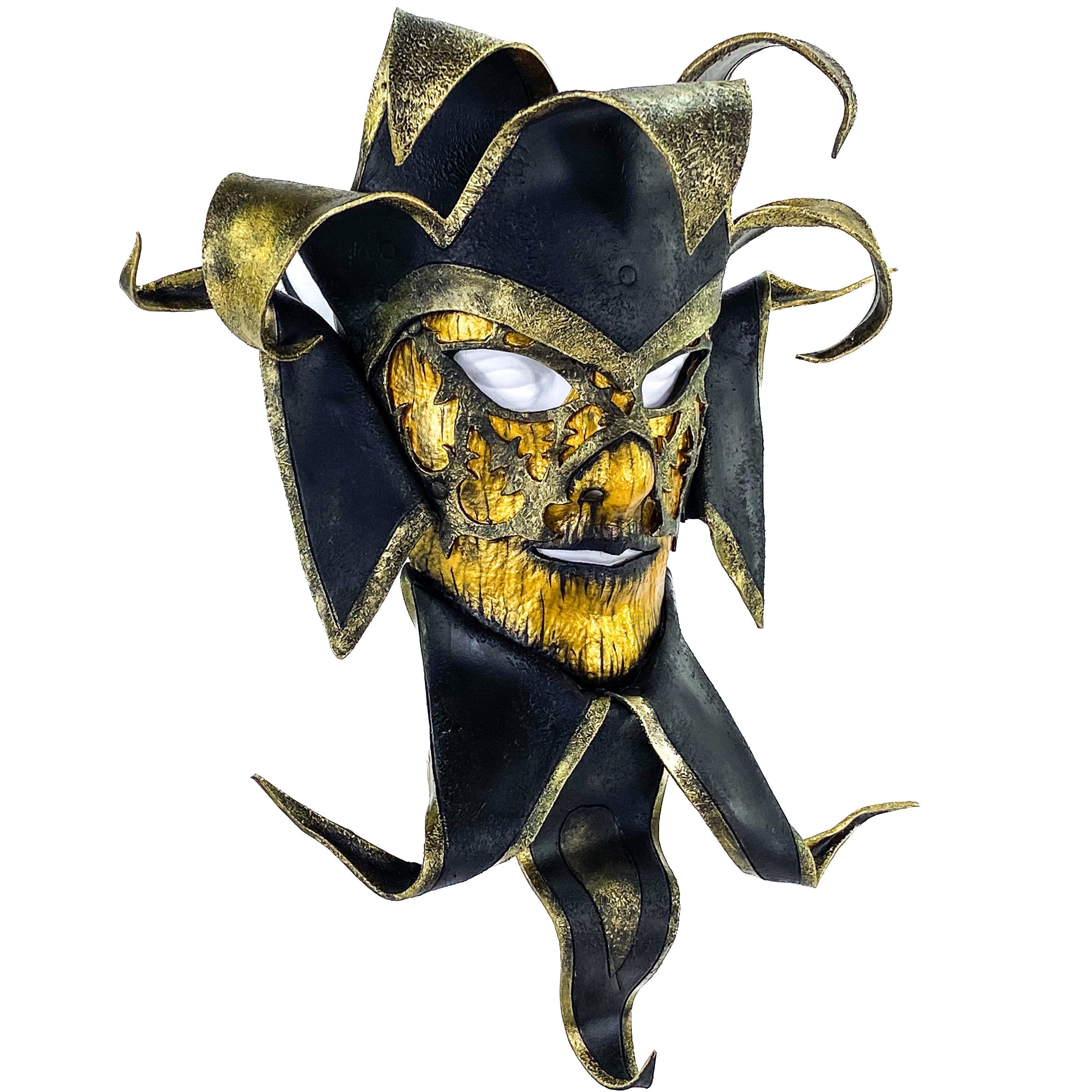 Venetian inspired Jester Mask in Gold and Black - Wearable or Wall Art