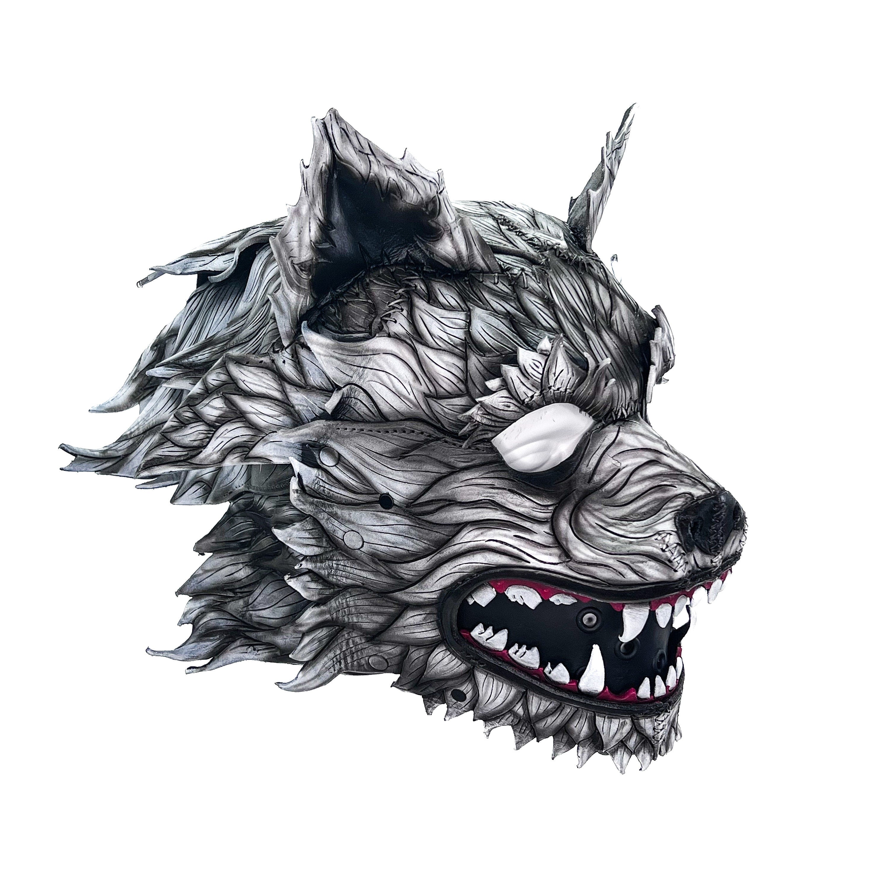 The Grey Lycan - Handmade Genuine Leather Helmet Mask