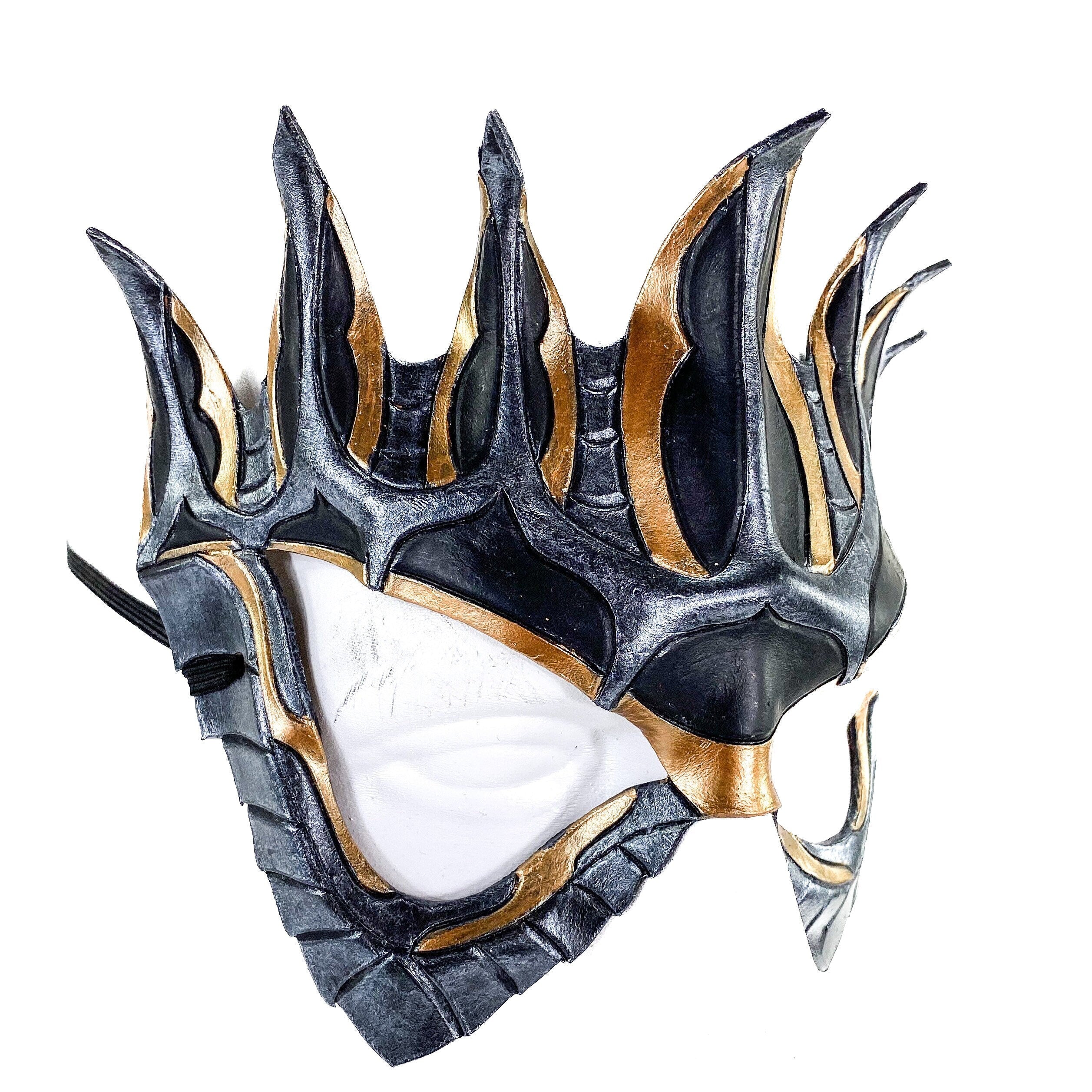 Masquerade Crown Mask of Handmade Genuine Leather in Metallics