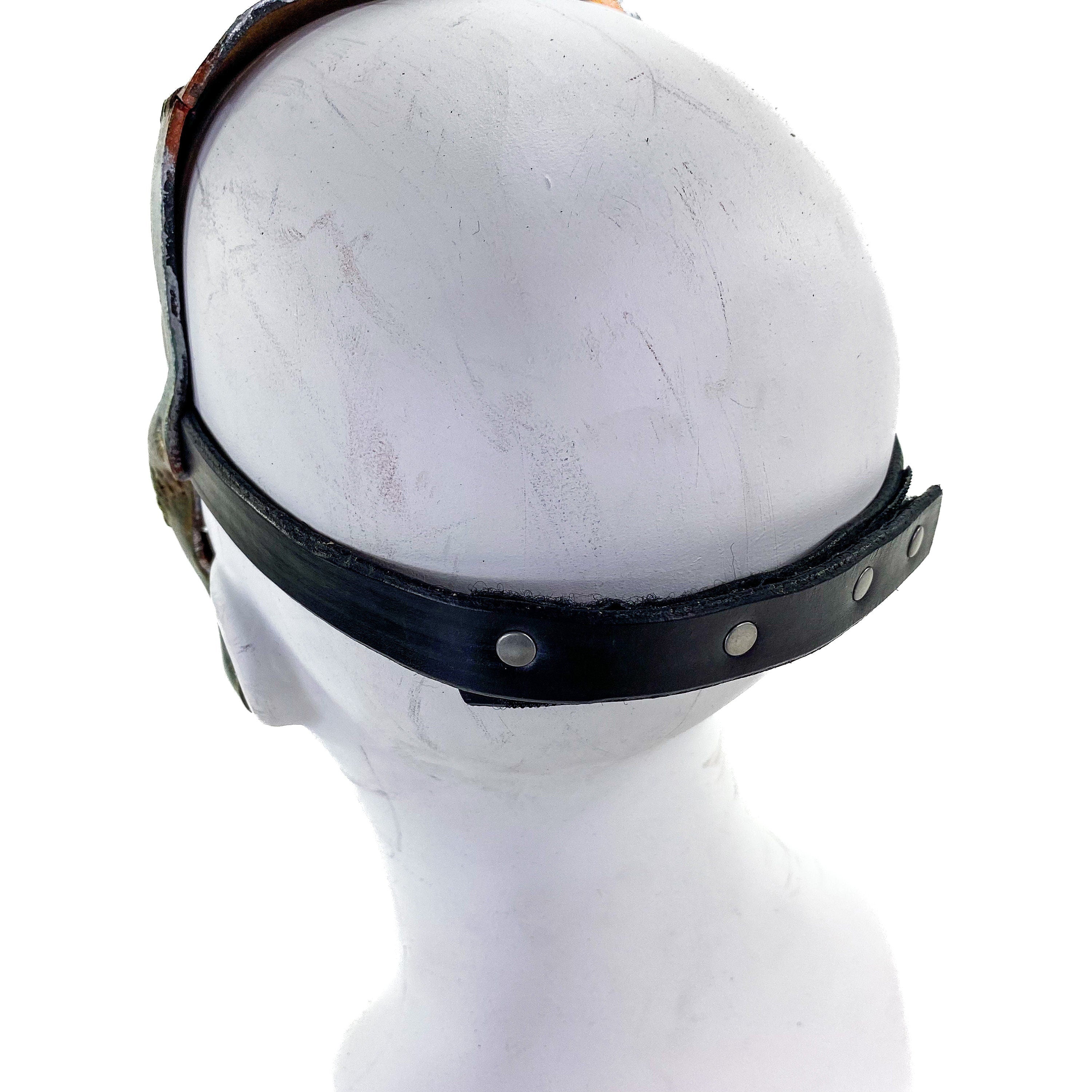 Invader - Genuine Leather Mask in Corroded Metallic Paint - Handmade Full Face Cover for Halloween, Performance or Cosplay