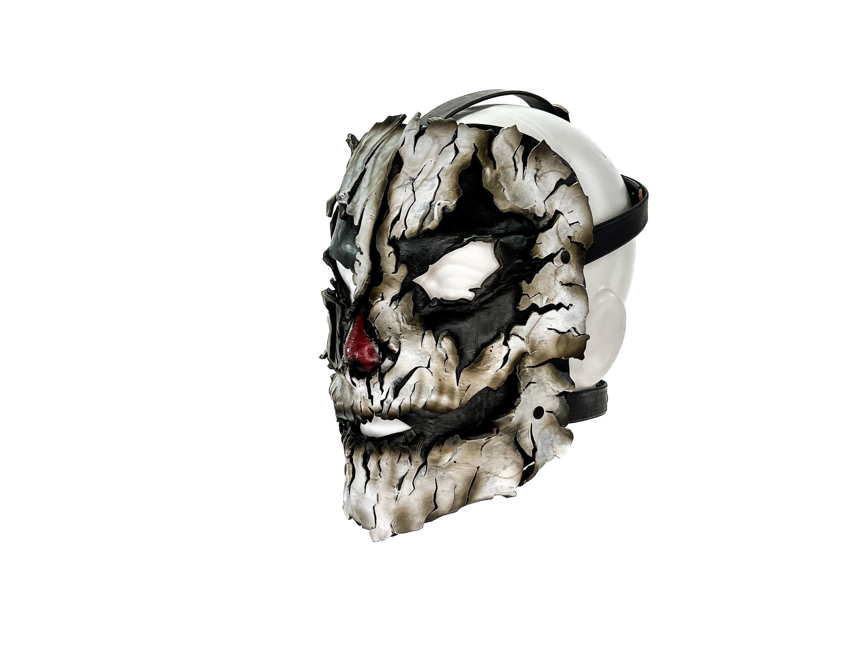 Genuine Leather Mask - Shattered Clown - Handmade Full Face Cover for Halloween, Performance or Cosplay Costume