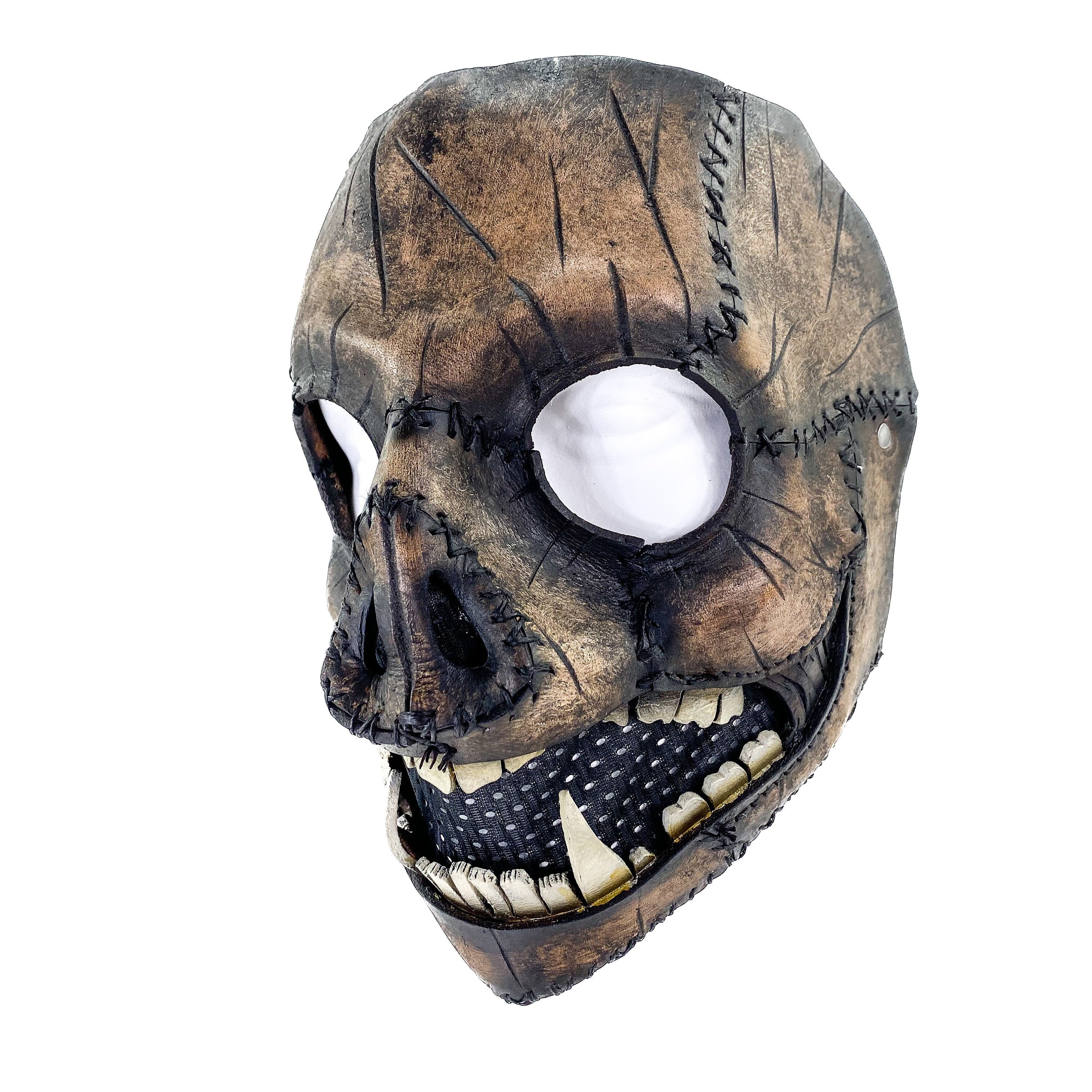 Evil Swine - Genuine Leather Mask - Charred Remains Horror Pig  - Handmade Full Face Cover for Halloween or Performance Costume